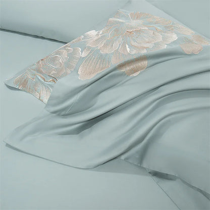 Decobites Luxury Flowers Embroidery Egyptian Cotton Bedding Set with 1400TC Quality