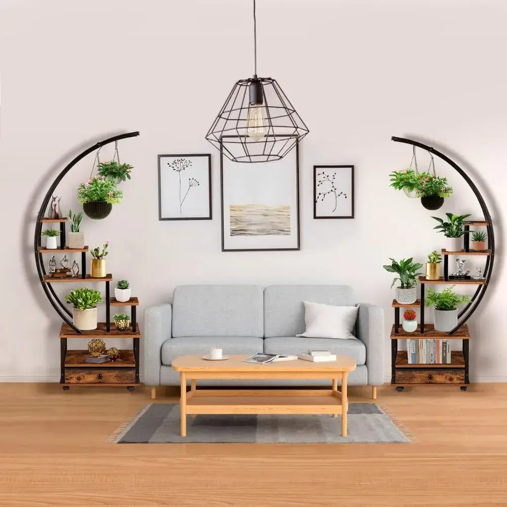 DecorBites™ Modern 71” Tall Indoor Plant Stand with Lockable Wheels