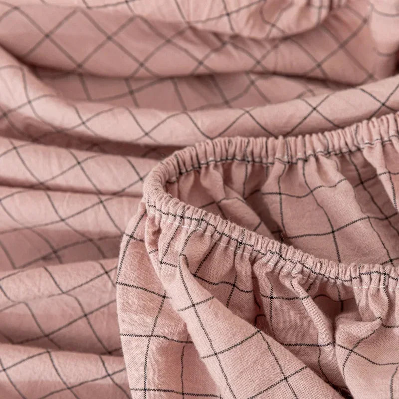 DecorBites™ Cotton Fitted Sheet with Elastic Bands for Single Double King Queen Bed