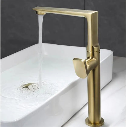 DecorBites™ Gold Brass Bathroom Basin Faucet, Single Handle Hot & Cold Mixer Tap