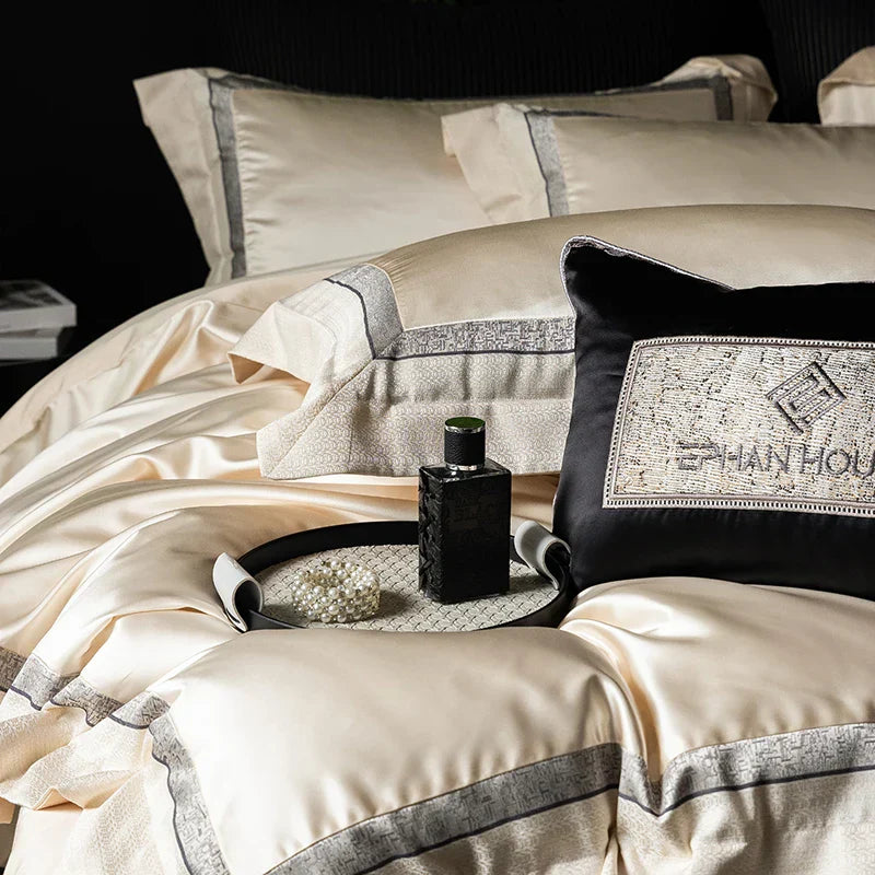 Decobites Luxe Champagne Bedding Set in Silky Egyptian Cotton - Queen King Sizes