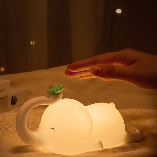 DecorBites™ Elephant Silicone Night Light: Cute Baby Dimmable Lamp for Bedside, Bedroom Decor & Gift