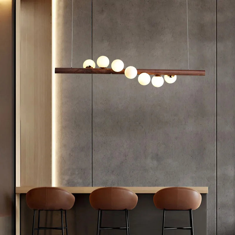 DecorBites™ Burly Wood Walnut Glass Pendant Light for Living Room Bar Foyer