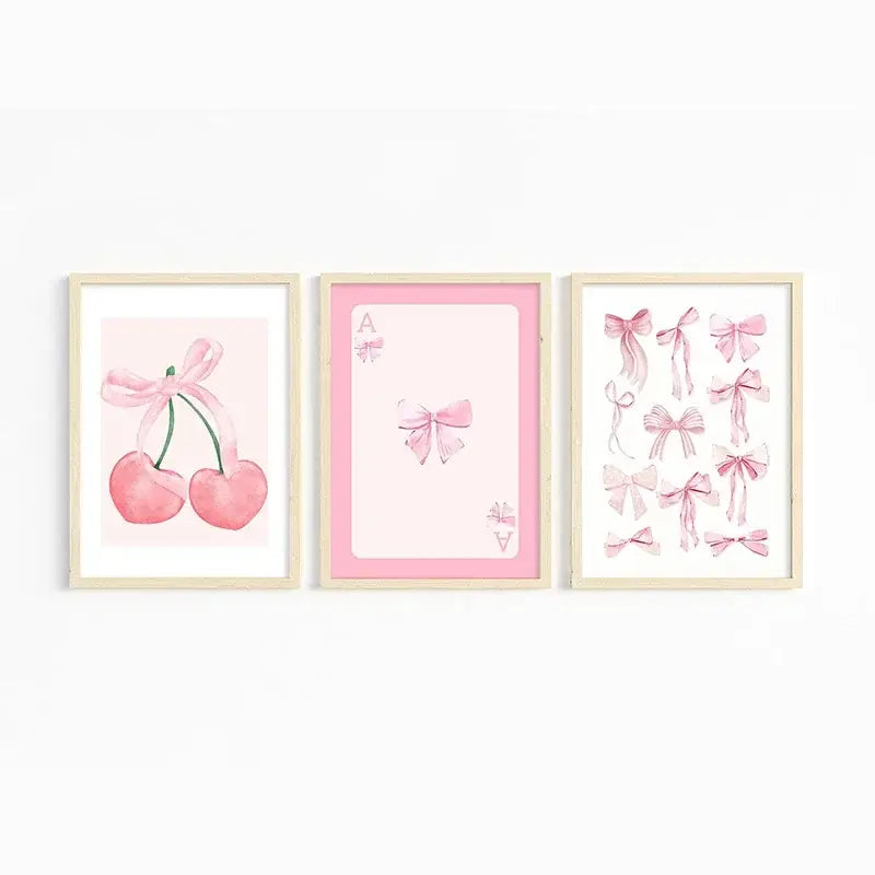 DecorBites™ Pink Bows Wall Art Set - 3 Pieces