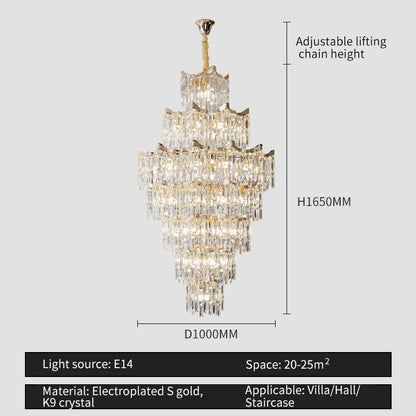 DecorBites™ Elegant Crystal Chandelier for Duplex Living Room, Hotel Lobby - Luxury Atmosphere