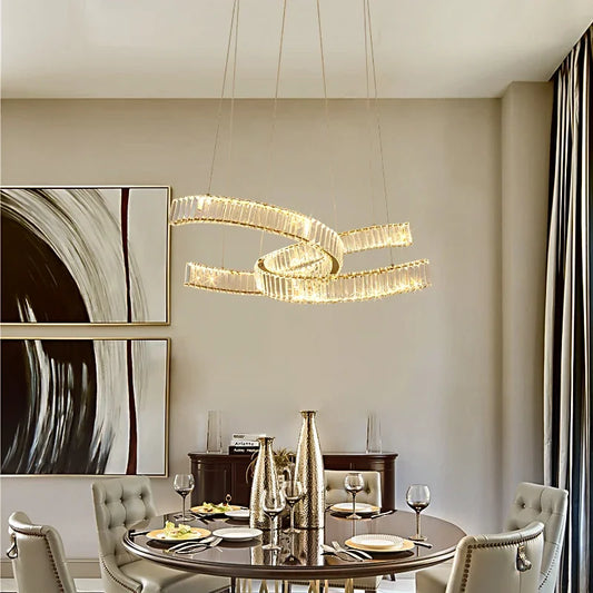 Lámpara colgante LED de cristal DecorBites™ con control remoto y regulador de intensidad.