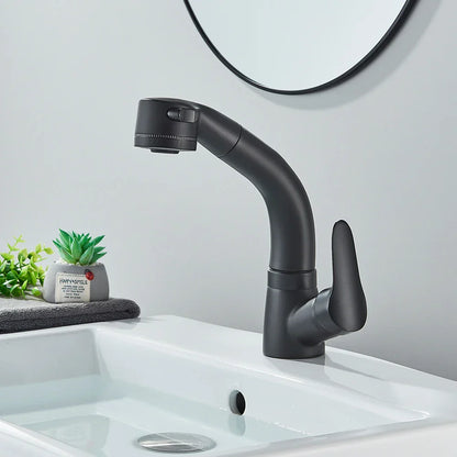 صنبور حوض الحمام DecorBites™ Black Lift مع رشاش سحب - فوهة مزدوجة