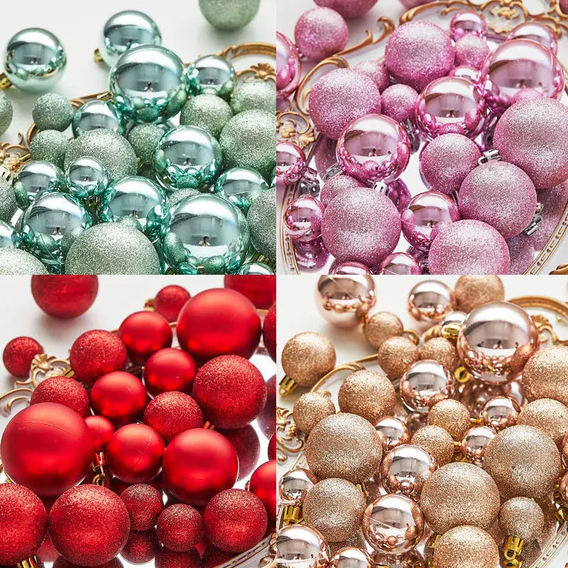 44pcs Christmas Ball Purple Pink Christmas Tree Hanging Decoration Pendant For Navidad Noel Carnival Wedding Party Ornaments