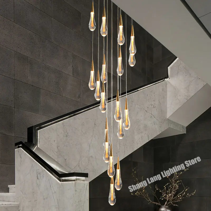DecorBites™ Crystal Luxury Ceiling Chandelier Staircase Pendant Light for Home Decor