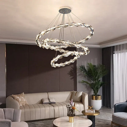 DecorBites™ Crystal Chandelier: Modern Minimalist LED Lighting for Living Room and Villa Home