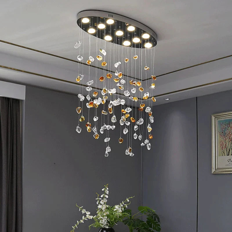 Decorbites™ Bunte Kristallstein-Lüster - Ovaler Leuchter LED-Beleuchtung für Heimdekoration