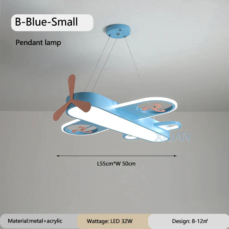 ديكوربايتس™ مصابيح معلقة على شكل طائرة للأطفال مصنوعة من الخشب والمعدن ومصابيح LED لغرف الأطفال والمدارس