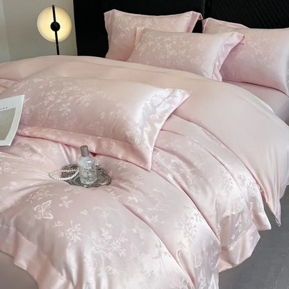 DecorBites™ Ice Silk Jacquard Bedding Set - Luxury Comforter Cover, Soft & Cozy, Queen/King