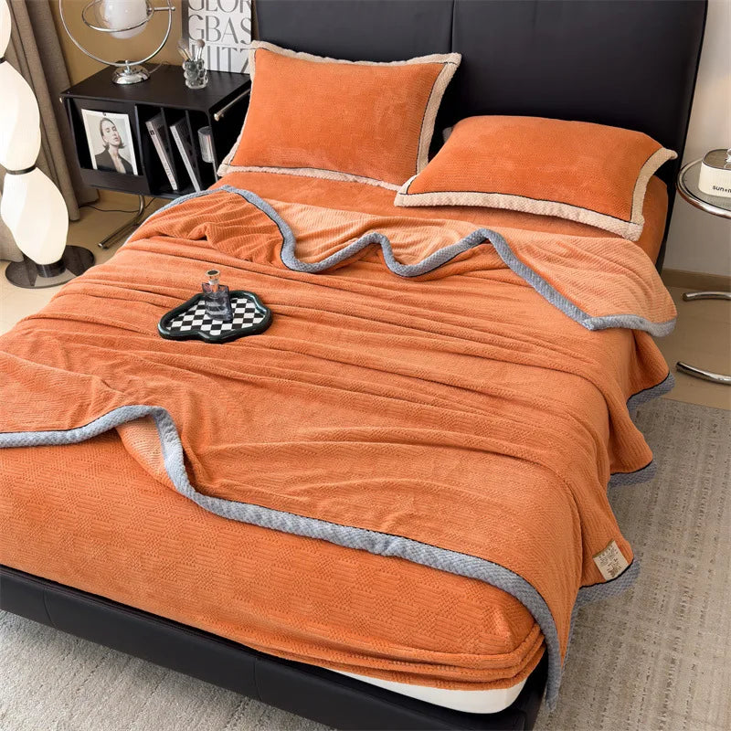 DecorBites™ Carved Velvet Blanket: Soft, Warm Sofa Throw for Autumn & Winter