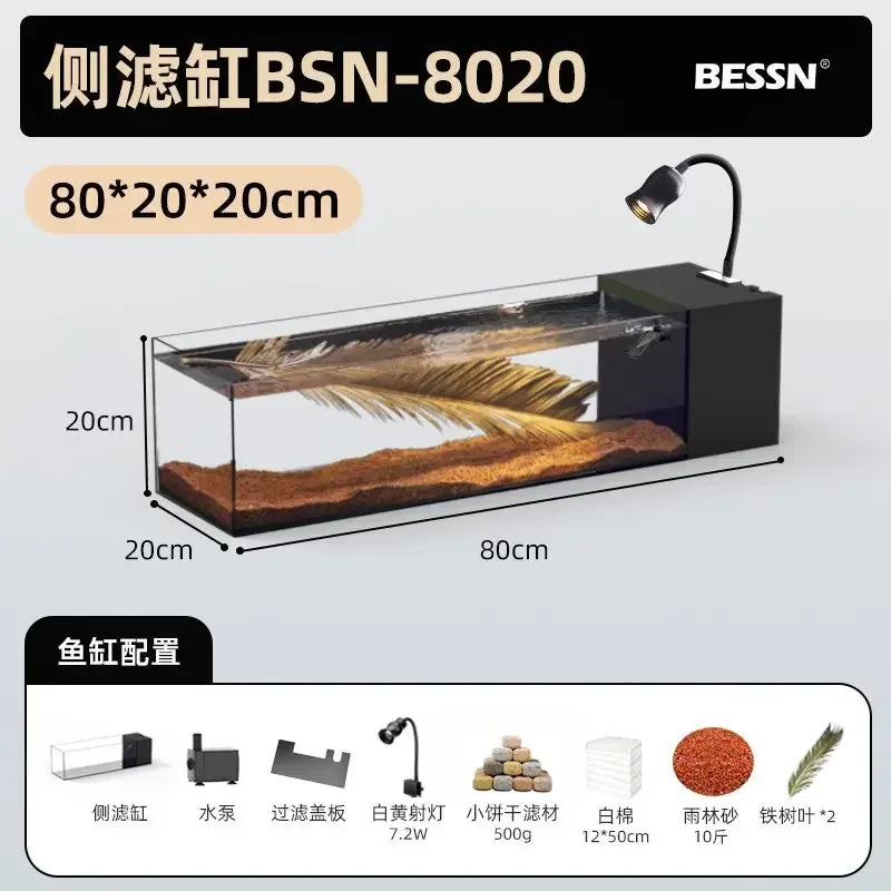 DecorBites™ Betta Fish Tank, Acrylic Aquarium Bowl with Top Filtration System