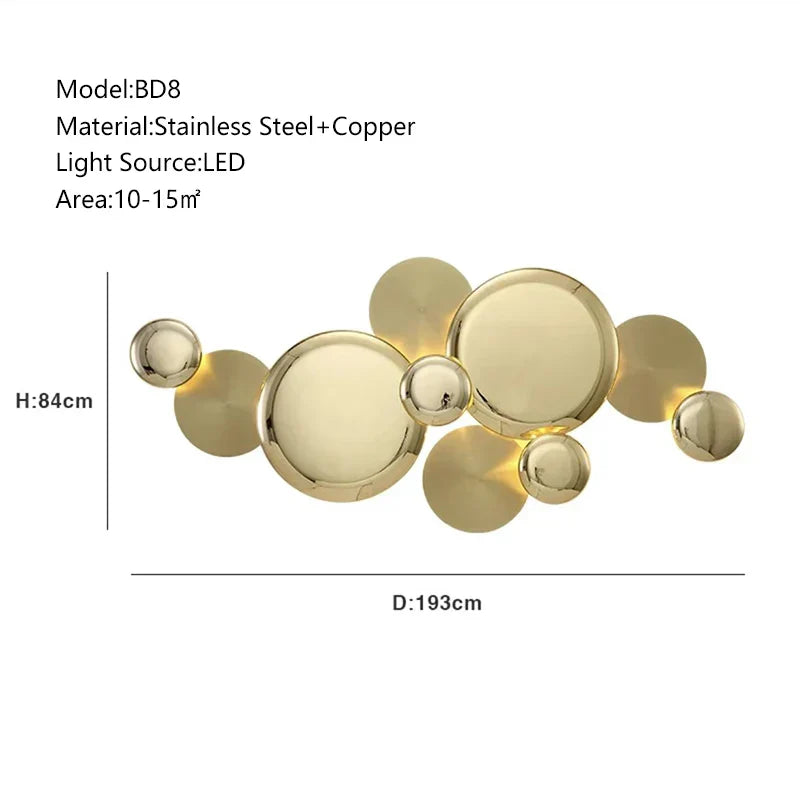 Lámparas de aplique de pared grandes de metal dorado Decorbites™ LED modernas de lujo para decoración del hogar