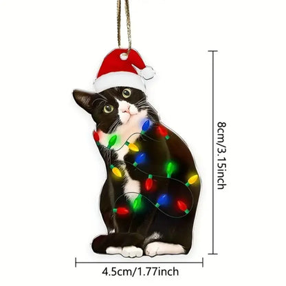 Funny Creative Christmas Acrylic Black Cat Pendant Delicate Fashion Xmas Tree Decorations Durable Hangable Ornaments Kids Gift