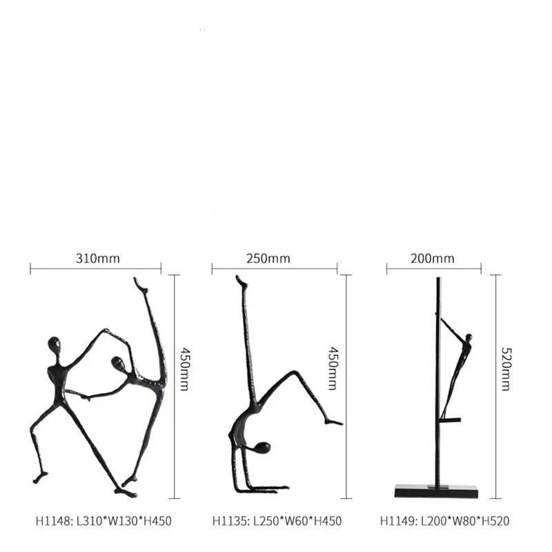 ديكوربايتس™ منحوتة رياضية معدنية سوداء لديكور منزلي أنيق
