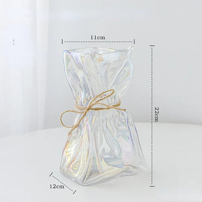 DecorBites™ Clear Glass Folded Road Vase - Creative Handcrafted Hydroponic Art Vase