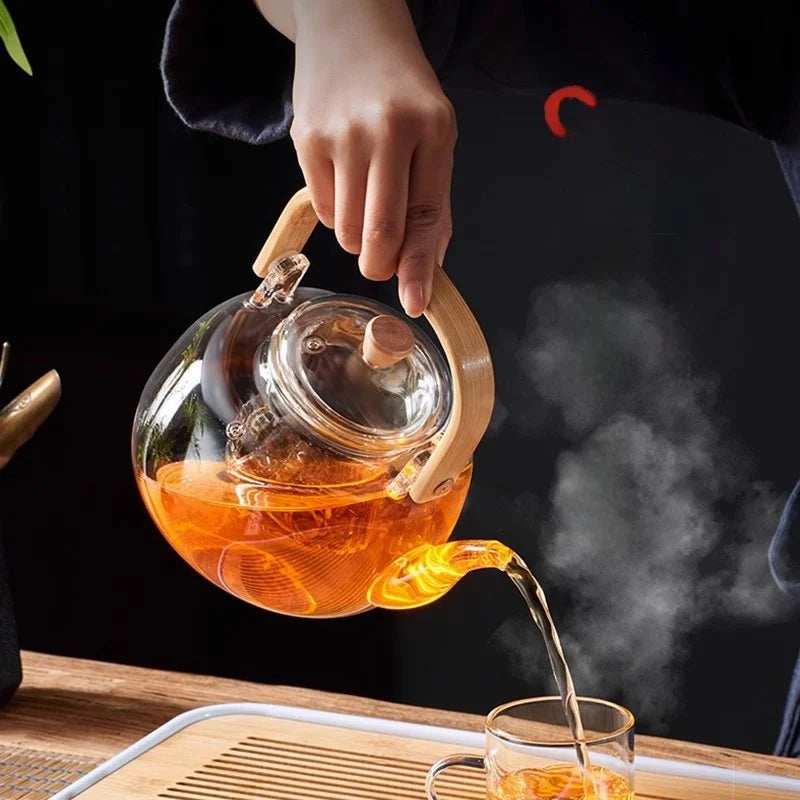 DecorBites™ Glass Teapot: Thickened Transparent Kung Fu Tea Set, Perfect for Tea and Coffee.