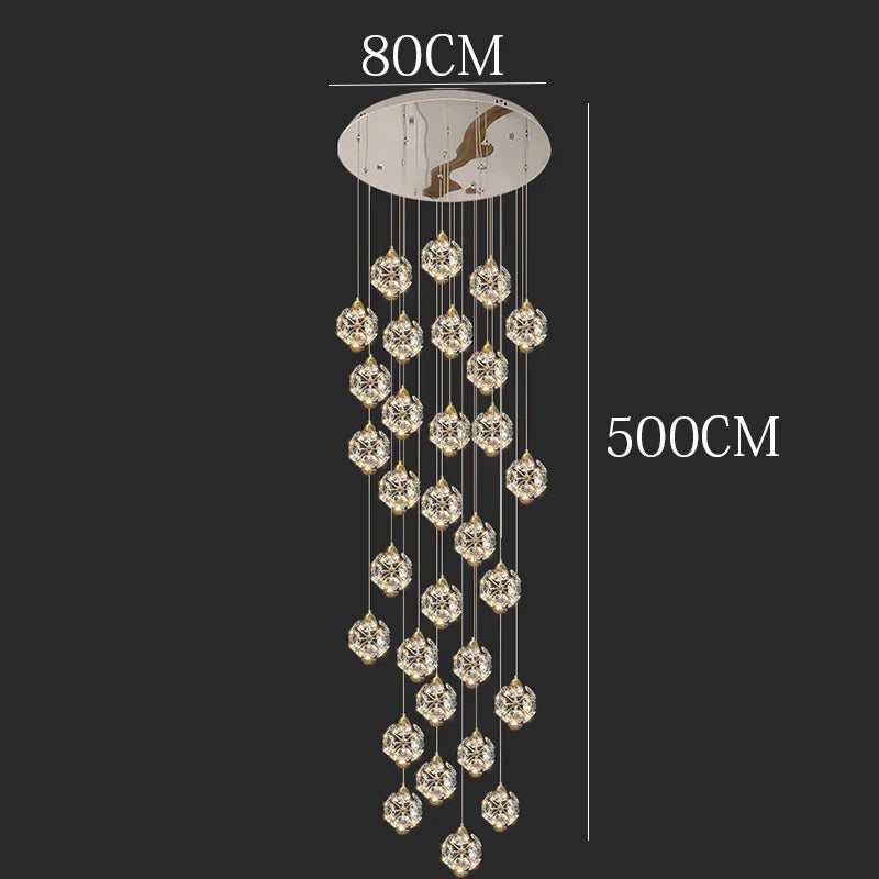 DecorBites™ Crystal Chandelier Stair Pendant Lamp Living Room Interior Lighting