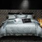 Decobites Silky Satin Brocade Jacquard Bedding Set with Egyptian Cotton for Luxury Comfort