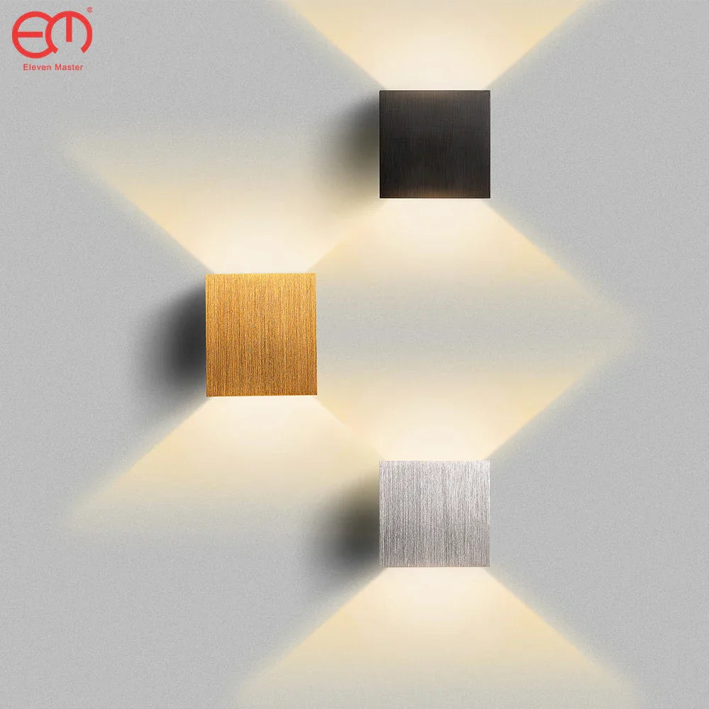 DecorBites™ LED Up Down Wall Lamps: Gold & Silver Aluminium Wall Light for Bedroom, Living Room, Corridor