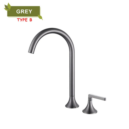 DecorBites™ Brass Basin Faucet Brushed Gold Double Bracket Two Holes Hot Cold Mixer