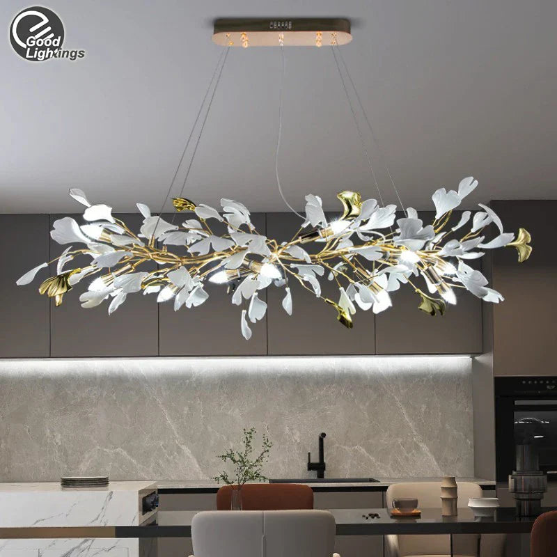 Lámpara de araña de cristal con forma de hoja de ginkgo DecorBites™ para decoración del hogar