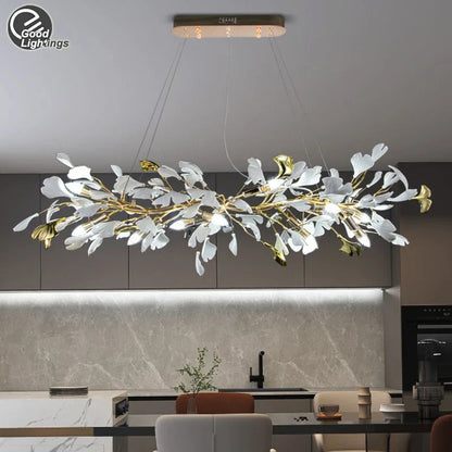 Lámpara de araña de cristal con forma de hoja de ginkgo DecorBites™ para decoración del hogar