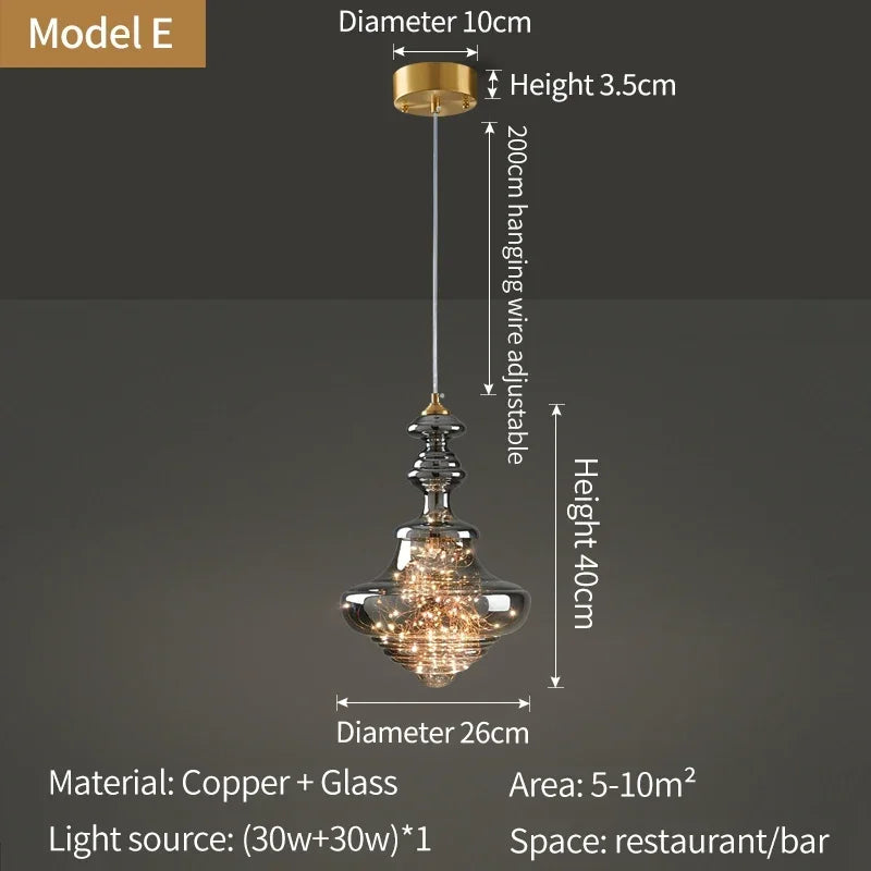 Raindrop Copper Crystal Pendant Light in Gold