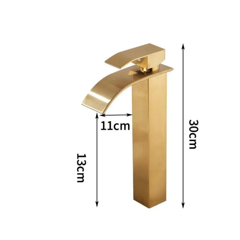 Grifo de baño oro rosa de latón Decorbites™: Mezclador de cascada para lavabo