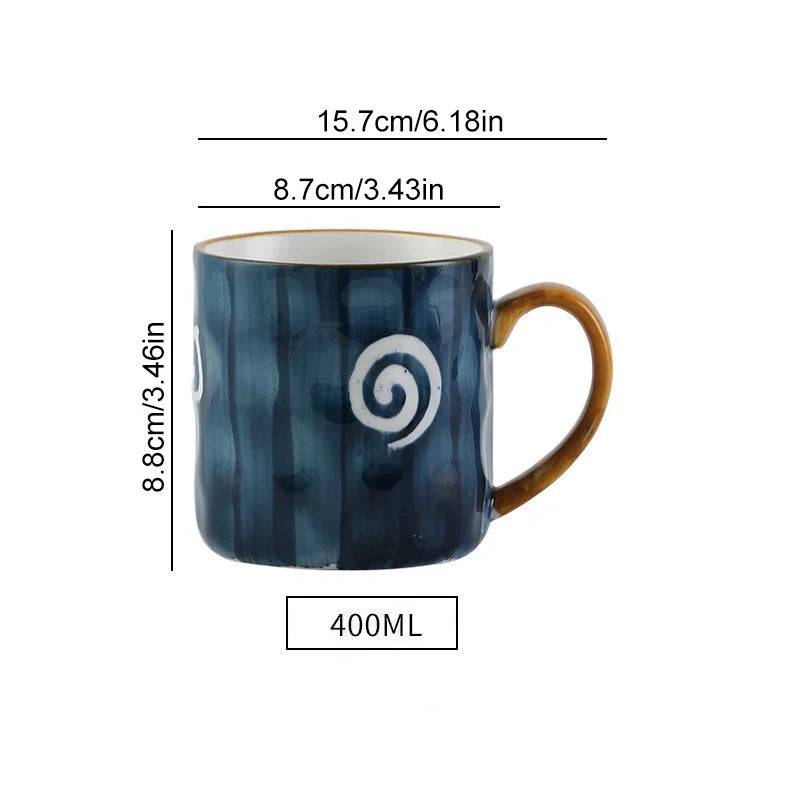 DecorBites™ Japanese Style Ceramic Mug with Spoon and Lid