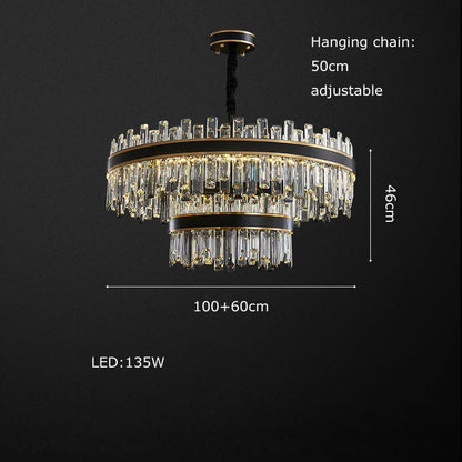 DecorBites™ Crystal Chandelier Round Light Fixture for Luxury Living Room Décor