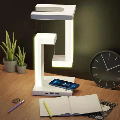 DecorBites™ Anti-gravity Night Light & Wireless Charger Desk Lamp, Dimmable LED Table Lamp
