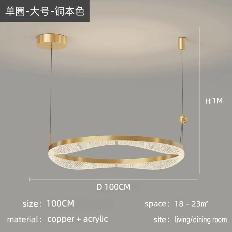 DecorBites™ LED Ring Pendant Chandelier for Living Room Bedroom and Dining Room