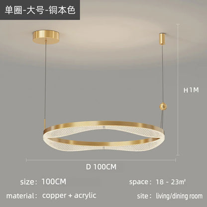 DecorBites™ LED Ring Pendant Chandelier for Living Room Bedroom and Dining Room
