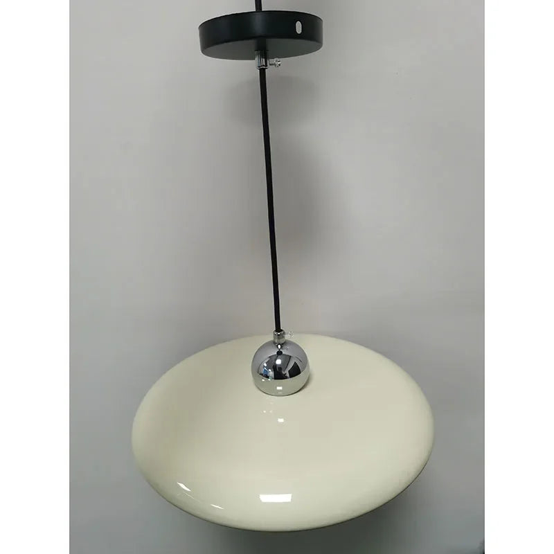French Cream Flying Saucer Metal Pendant Light