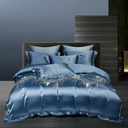 DecorBites™ 1000TC Egyptian Cotton Satin Jacquard Patchwork Bedding Set - Full Queen King Size