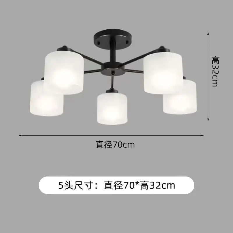 DecorBites™ LED Black/Gold Ceiling Chandelier with Lampshade for Elegant Living Room Decor