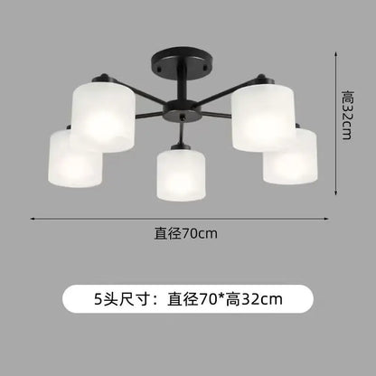 DecorBites™ LED Black/Gold Ceiling Chandelier with Lampshade for Elegant Living Room Decor