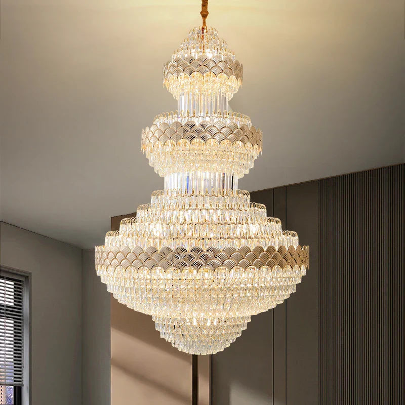 DecorBites™ Crystal Chandelier - Modern Duplex Loft Staircase Living Room Lighting