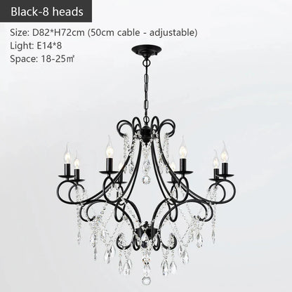 DecorBites™ Iron Crystal Chandelier: Modern Luxury Industrial Style for Home Living/Dining Room