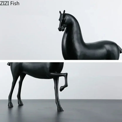 DecorBites™ Black Horse Sculpture Desk Decoration - Modern Minimalist Room Decor