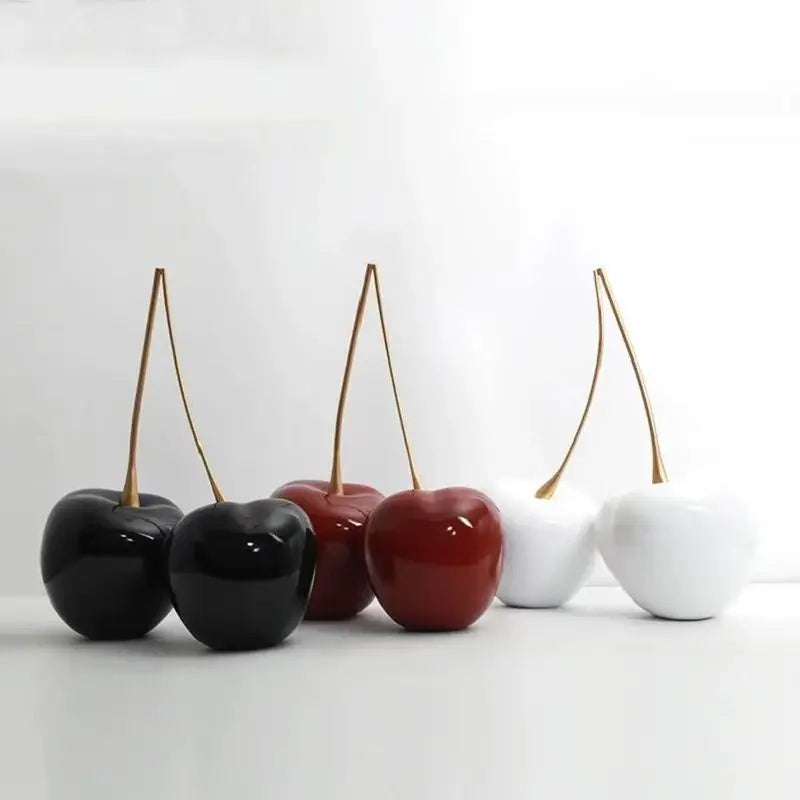 DecorBites™ Cherry Figurine: Resin Golden Cherry Statue Home Decor Accessory