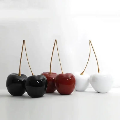DecorBites™ Cherry Figurine: Resin Golden Cherry Statue Home Decor Accessory