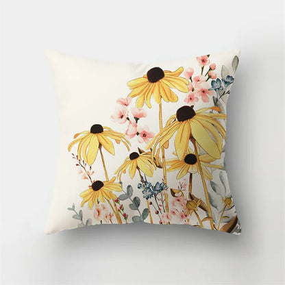 DecorBites™ Deer Animal Short Plush Pillowcase with Natural Leaves and Flowers