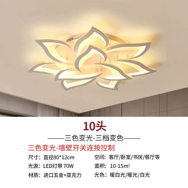 Lámpara de techo DecorBites™ Lotus: Moderna luminaria LED para el hogar, sala de estar y dormitorio.