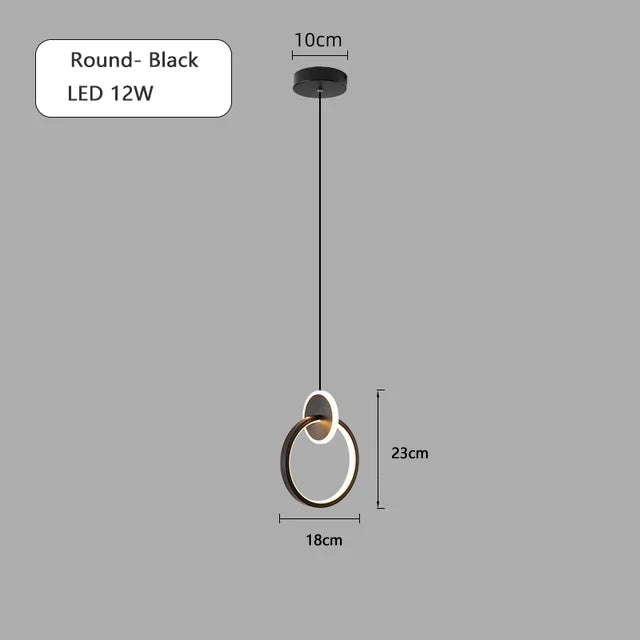 ثريا DecorBites™‎ دائرية من الذهب الأسود مع مصباح معلق بجانب السرير، كابل طويل 12 وات