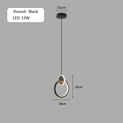 ثريا DecorBites™‎ دائرية من الذهب الأسود مع مصباح معلق بجانب السرير، كابل طويل 12 وات